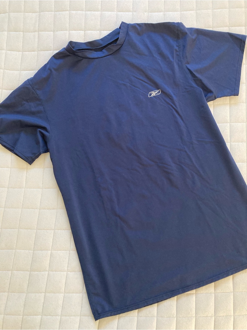 Reebok Men’s Navy Blue Short-Sleeve Crewneck Tee with Small Logo